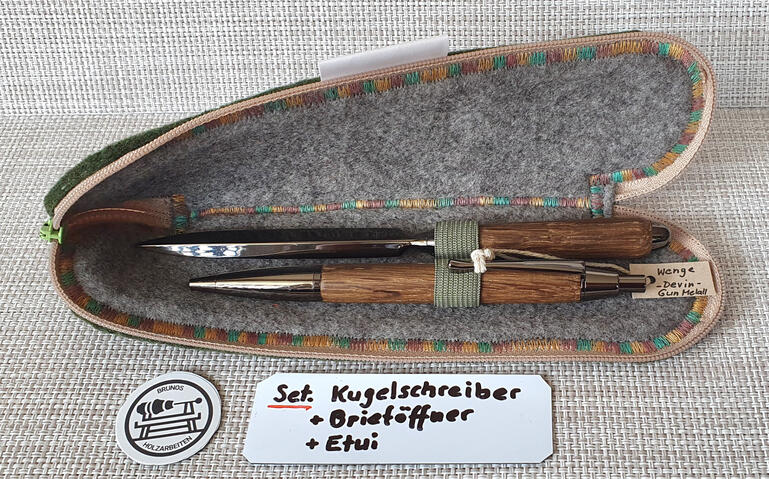 Set. Devin - Kugelschreiber und Brieföffner Gun Metall Wenge srf. 90.-